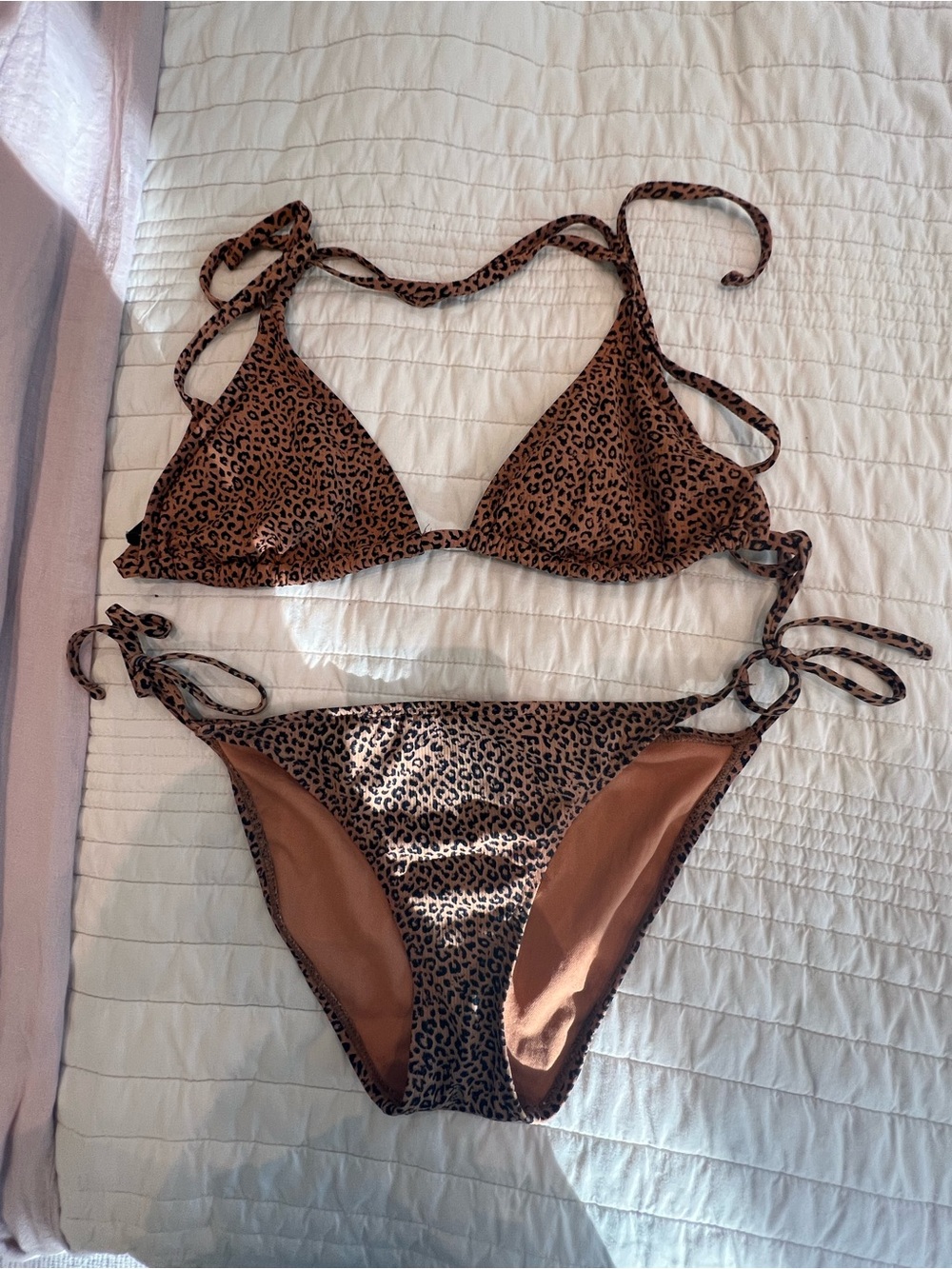 Exhilaration Leopard Print Triangle Bikini Set - size M/L